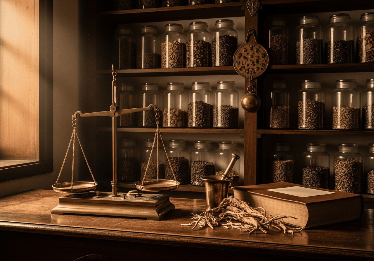 Dried rose petals and fennel seed being weighed before extraction at Laraib Herbal Pharma