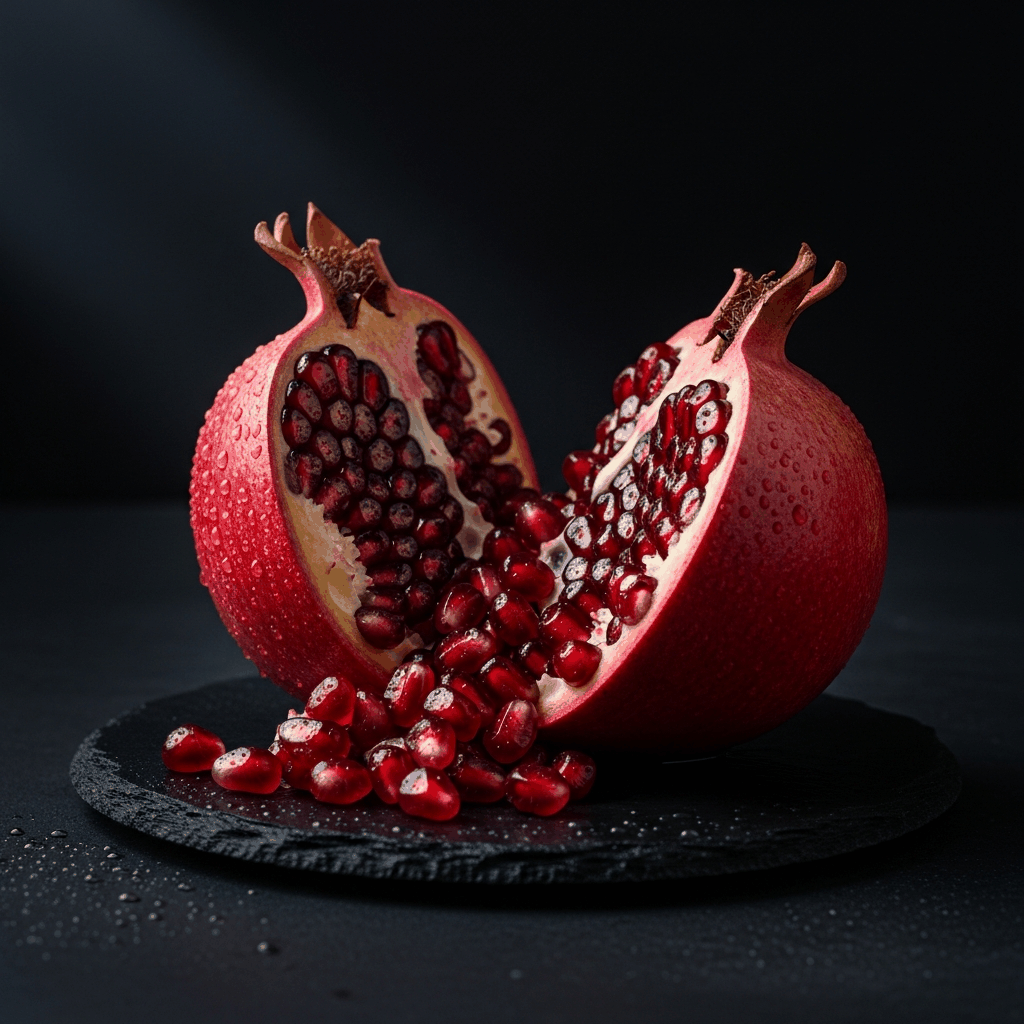 Fresh Pomegranate, photographed close up