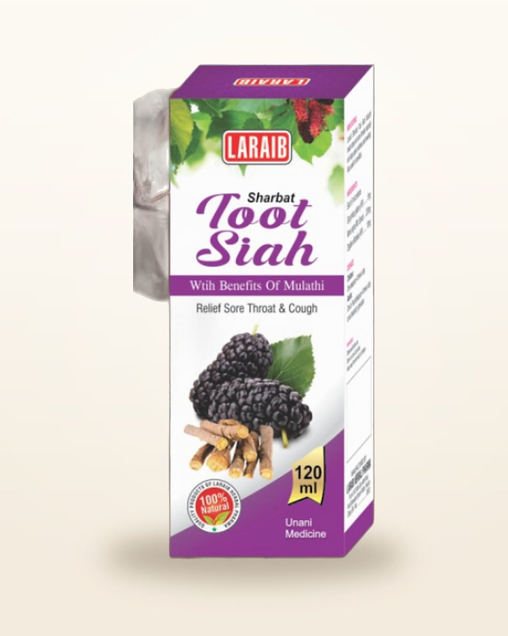 Sharbat Toot Siah Mulethi — Black Mulberry & Licorice Syrup — Laraib Herbal Pharma